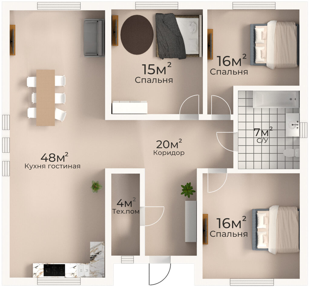 планировка дома 120 м2