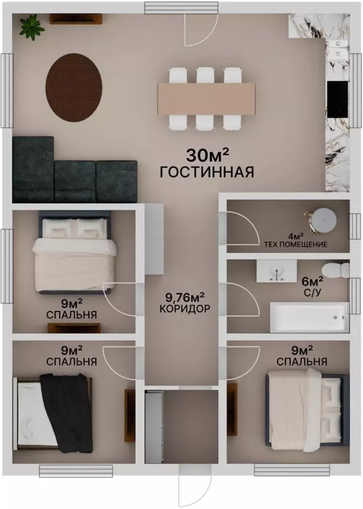 Планировка дома 80 м2